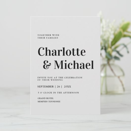 Modern, simpel, elegante Einladung Kaart (Staand voorkant)