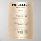 Modern Simpel Gold Salon Price List Poster (Voorkant)