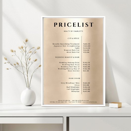 Modern Simpel Gold Salon Price List Poster
