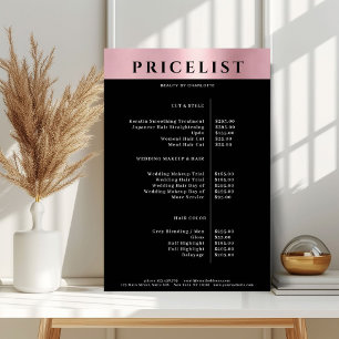 Modern Simpel Rosegold Salon Price List Poster