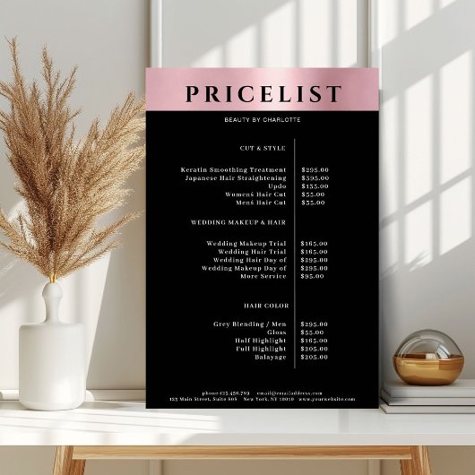 Modern Simpel Rosegold Salon Price List Poster