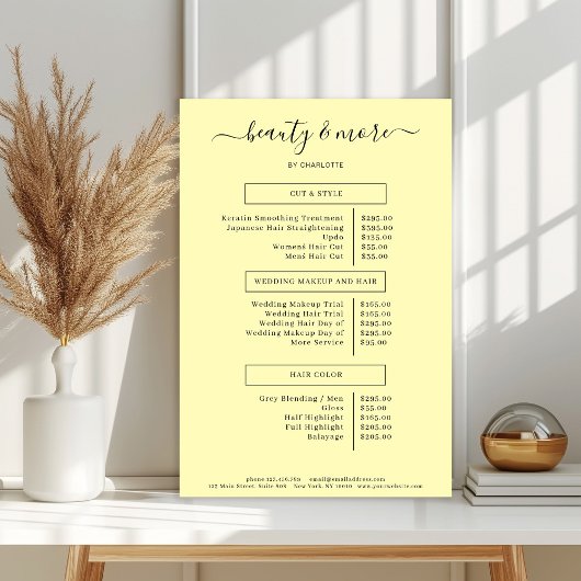 Modern Simpel Salon-prijslijst Poster