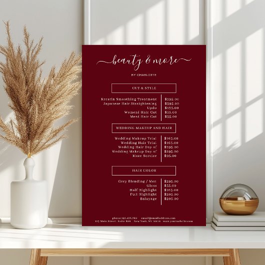 Modern Simpel Salon-prijslijst Poster