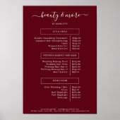 Modern Simpel Salon-prijslijst Poster (Voorkant)