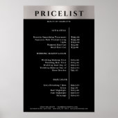 Modern Simpel Silver Salon Price List Poster (Voorkant)