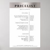 Modern Simpel Silver Salon Price List Poster (Voorkant)