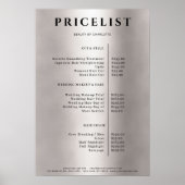 Modern Simpel Silver Salon Price List Poster (Voorkant)