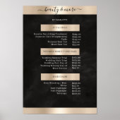 Modern Simpel Zwart & Goud Salon prijslijst Poster (Voorkant)