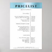 Modern SimpelBlue Salon Price List Poster (Voorkant)