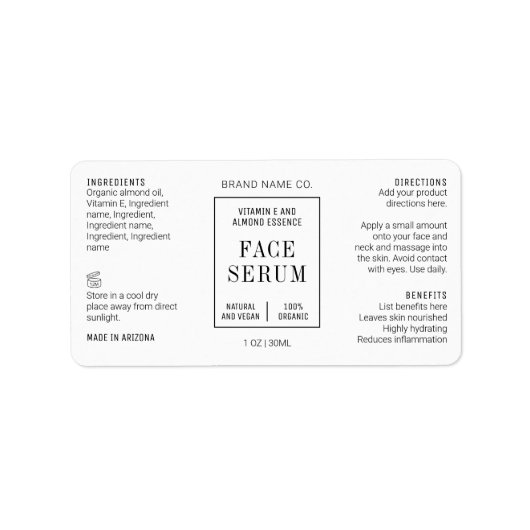 Modern Simple 1 OZ 30ML Dropper Bottle Label (Voorkant)