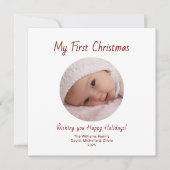 Modern Simple 1st Christmas Cute Baby Girl Photo Feestdagenkaart (Voorkant)
