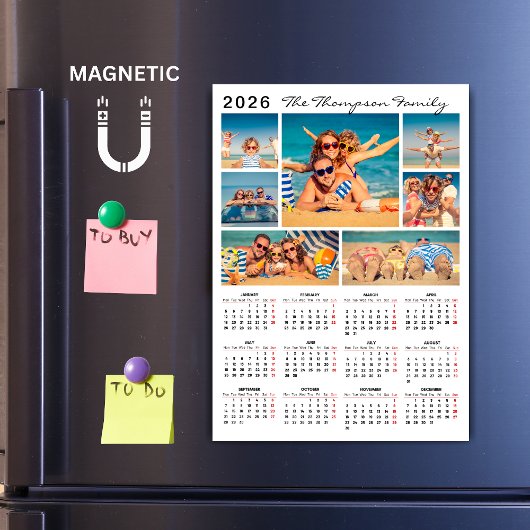 Modern Simple 2026 Calendar Photo Collage Magnet