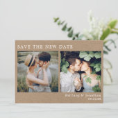 Modern Simple 2 foto Bewaar de nieuwe datum Kraft Save The Date (Staand voorkant)
