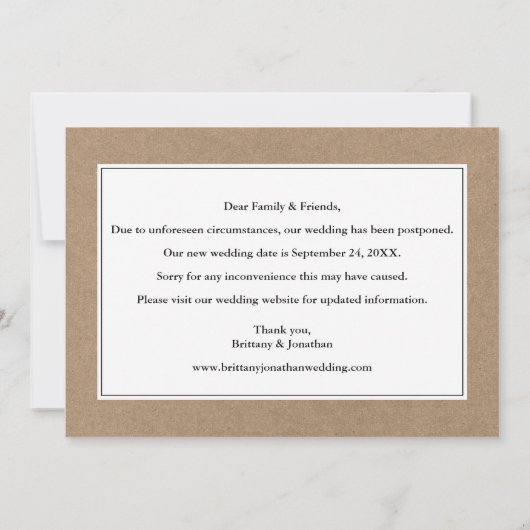 Modern Simple 2 foto Bewaar de nieuwe datum Kraft Save The Date (Achterkant)