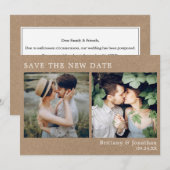 Modern Simple 2 foto Bewaar de nieuwe datum Kraft Save The Date (Voorkant / Achterkant)