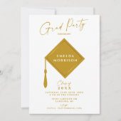 Modern Simple 2 Photo Gold Graduparty Kaart (Voorkant)