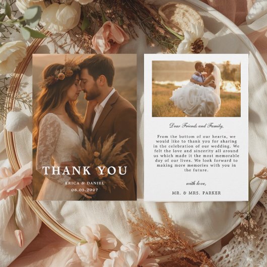 Modern Simple 2 Photo Wedding Bedankkaart
