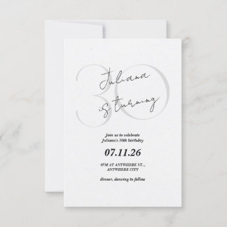 Modern, Simple 30th Birthday Invitation Kaart