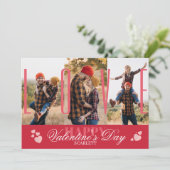 Modern Simple 3 Photo Collage Rode Valentijn's Day Feestdagenkaart (Staand voorkant)