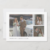 Modern Simple 3-Photo Custom Wedding Bedankkaart (Voorkant)