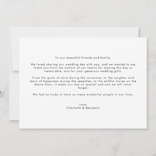 Modern Simple 3 Photo Script Wedding Bedankkaart (Achterkant)