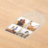 Modern Simple 4 Photo Arch Bewaar de datum Acryl Uitnodigingen (Laagn)