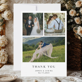 Modern Simple 4 Photo Wedding Thank You Card  Bedankkaart