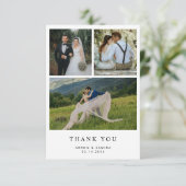 Modern Simple 4 Photo Wedding Thank You Card  Bedankkaart (Staand voorkant)