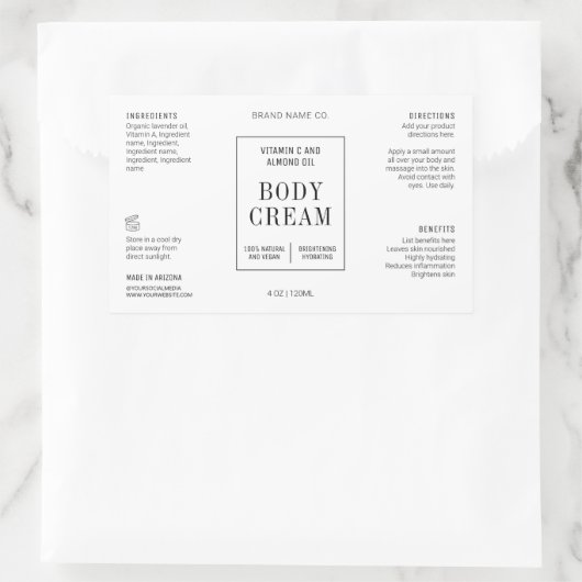 Modern Simple 4OZ Cosmetic Bottle Wraparound Label (Tas)