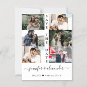 Modern Simple 6 Photo Collage Typography Wedding   Magnetische Uitnodiging (Voorkant)