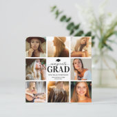 Modern Simple 8 Photo Graduation Party Kaart (Staand voorkant)