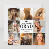 Modern Simple 8 Photo Graduation Party Kaart (Voorkant)