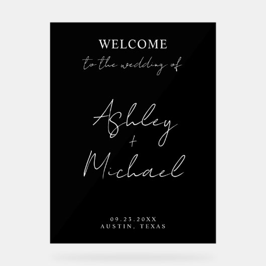 Modern Simple Acrylic Wedding Welcome Sign Acryl Bord (Voorkant)