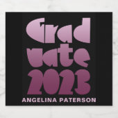 Modern Simple Afstuderen 2023 Black & Paars Sparkling Wijnetiket (Enkel label)
