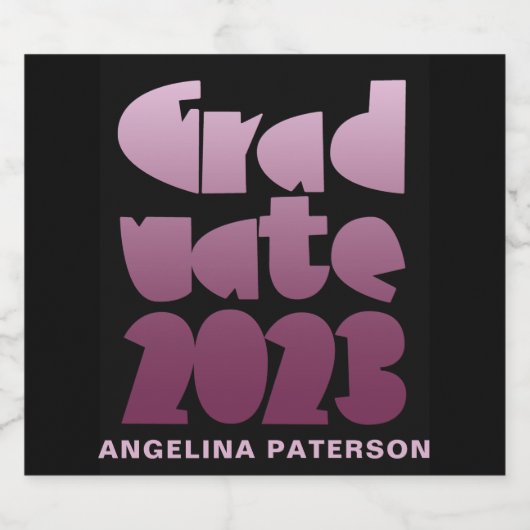 Modern Simple Afstuderen 2023 Black & Paars Sparkling Wijnetiket (Enkel label)