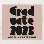 Modern Simple Afstuderen 2023 zwart en roze Sparkling Wijnetiket (Enkel label)