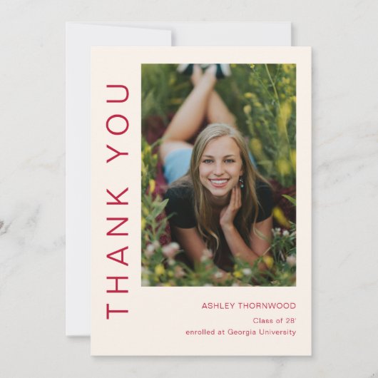 Modern Simple Afstuderen Photo Afstuderen Bedankkaart (Voorkant)