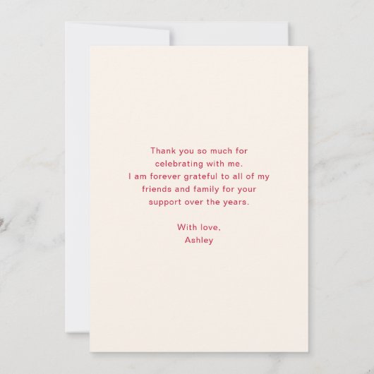 Modern Simple Afstuderen Photo Afstuderen Bedankkaart (Achterkant)