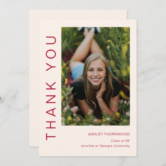 Modern Simple Afstuderen Photo Afstuderen Bedankkaart (Voorkant / Achterkant)
