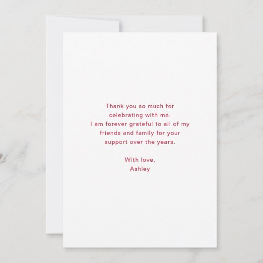 Modern Simple Afstuderen Photo Afstuderen Bedankkaart (Achterkant)