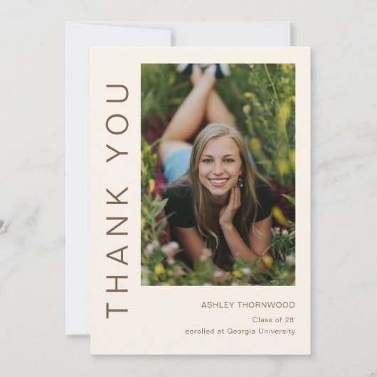 Modern Simple Afstuderen Photo Afstuderen Bedankkaart (Voorkant)