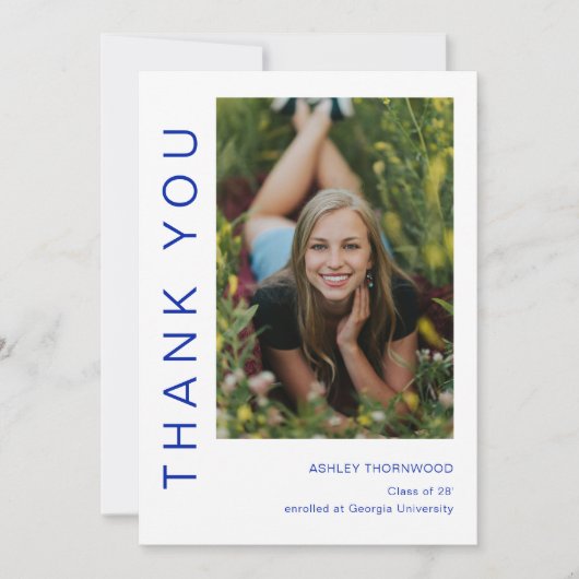 Modern Simple Afstuderen Photo Afstuderen Bedankkaart (Voorkant)