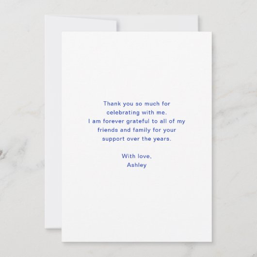 Modern Simple Afstuderen Photo Afstuderen Bedankkaart (Achterkant)