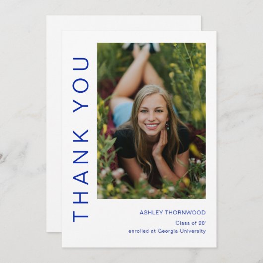 Modern Simple Afstuderen Photo Afstuderen Bedankkaart (Voorkant / Achterkant)
