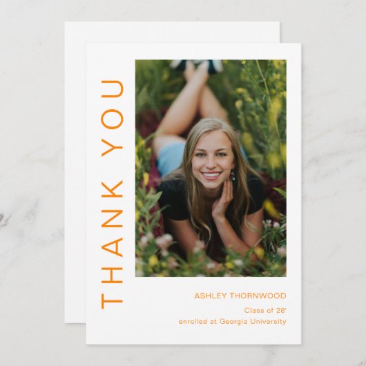 Modern Simple Afstuderen Photo Afstuderen Bedankkaart (Voorkant / Achterkant)