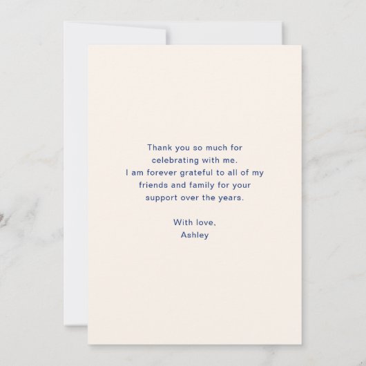 Modern Simple Afstuderen Photo Afstuderen Bedankkaart (Achterkant)