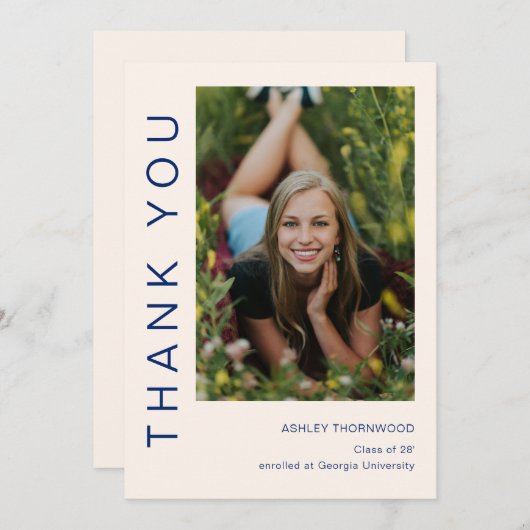 Modern Simple Afstuderen Photo Afstuderen Bedankkaart (Voorkant / Achterkant)