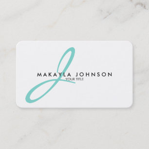 Modern & Simple aqua Blue Monogram Professional Visitekaartje