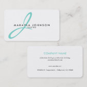 Modern & Simple aqua Blue Monogram Professional Visitekaartje (Voorkant / Achterkant)
