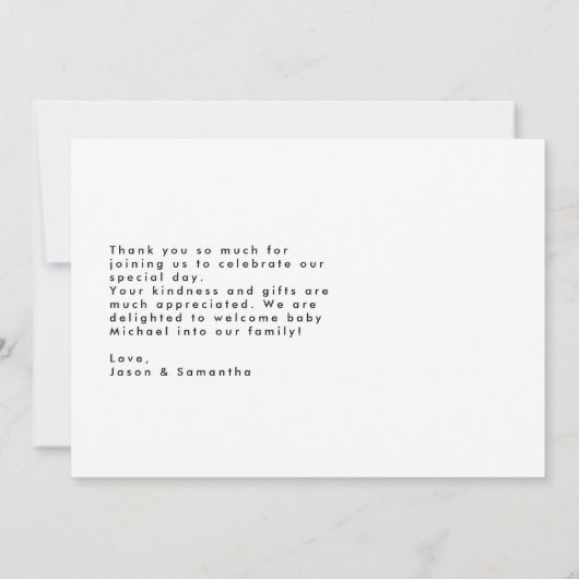 Modern Simple Arch Liefde & Bedankt Baby shower Fo (Achterkant)